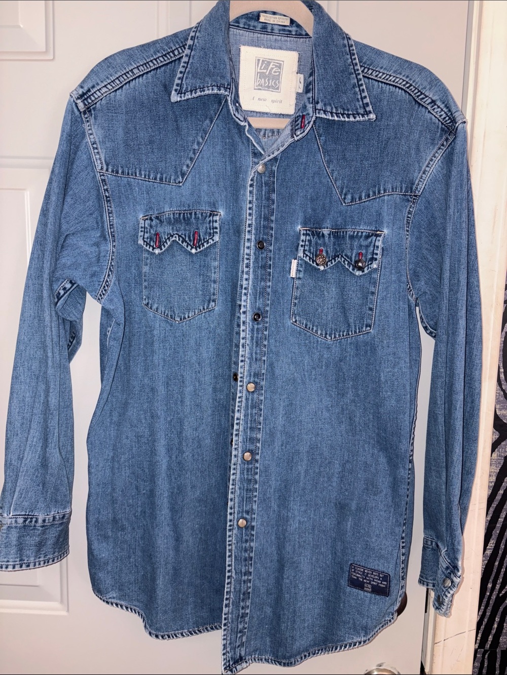 Life Basics Vintage Western Denim Shirt - Blue